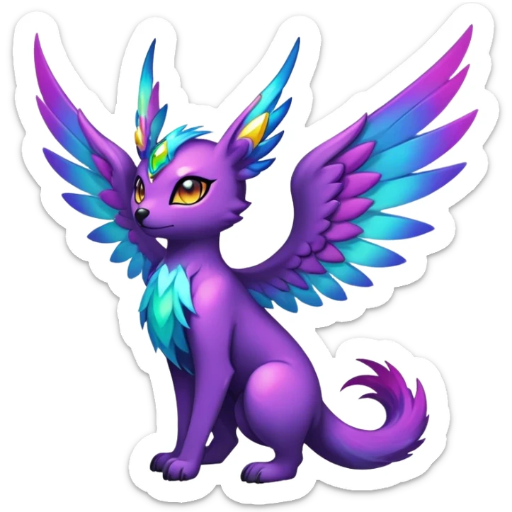 Anthro Sona Cool Edgy Cute Beautiful Colorful Shy Winged Shiny Nebula Fakemon-Fantasy-Creature Full Body sticker