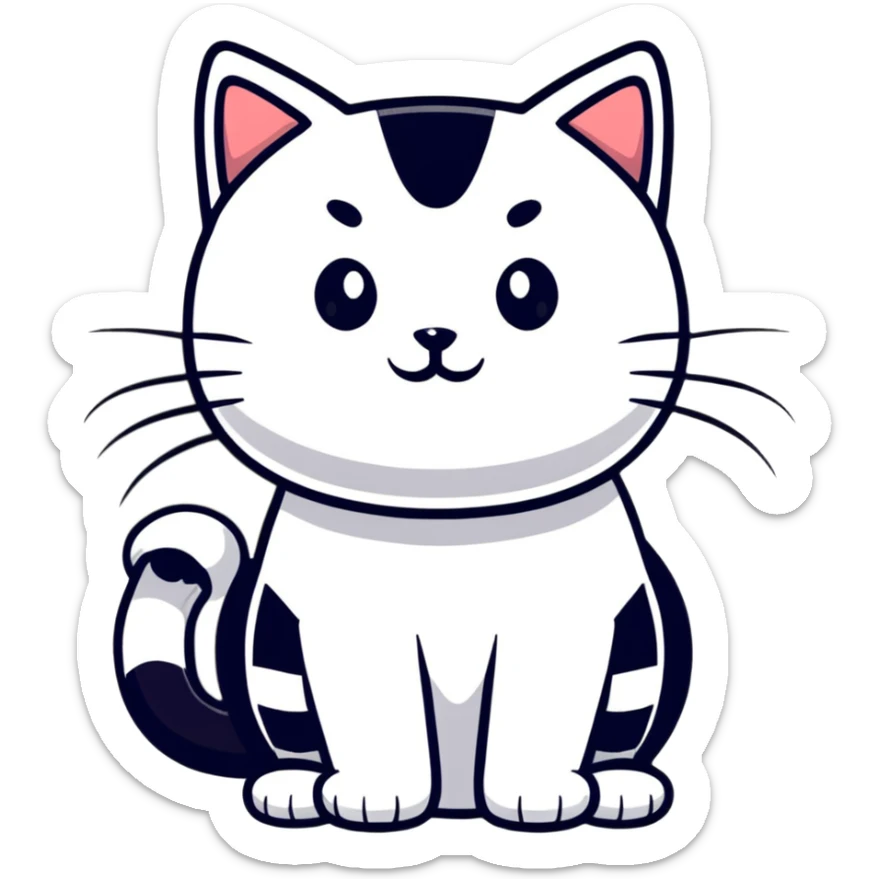 cat with white fur at the bottom and silver stripes at the top sticker