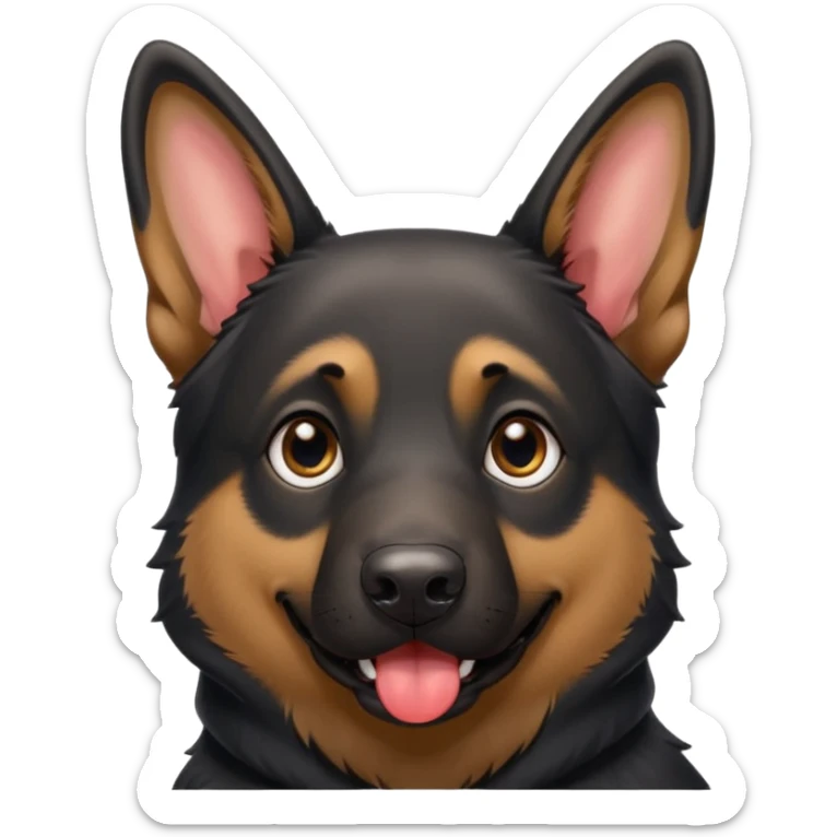 cartoon style dark German Shepherd dog with longer tongue hanging out  sticker
