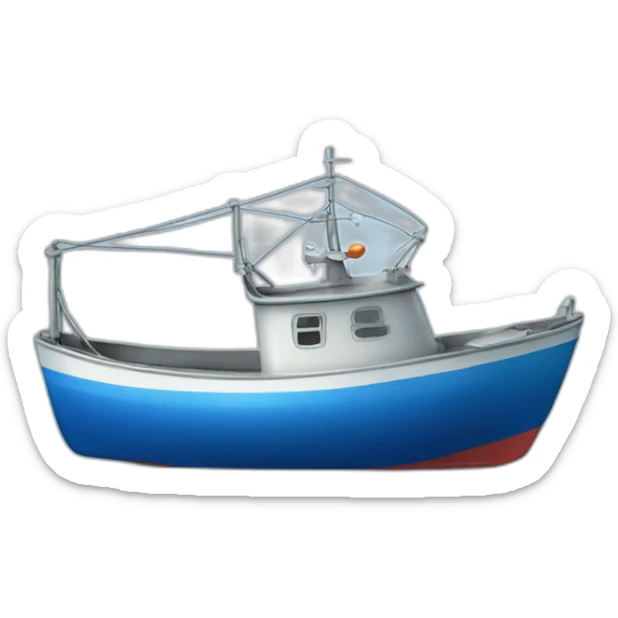 Realistic small can of tuna showing a sailling boat only blue colors sticker