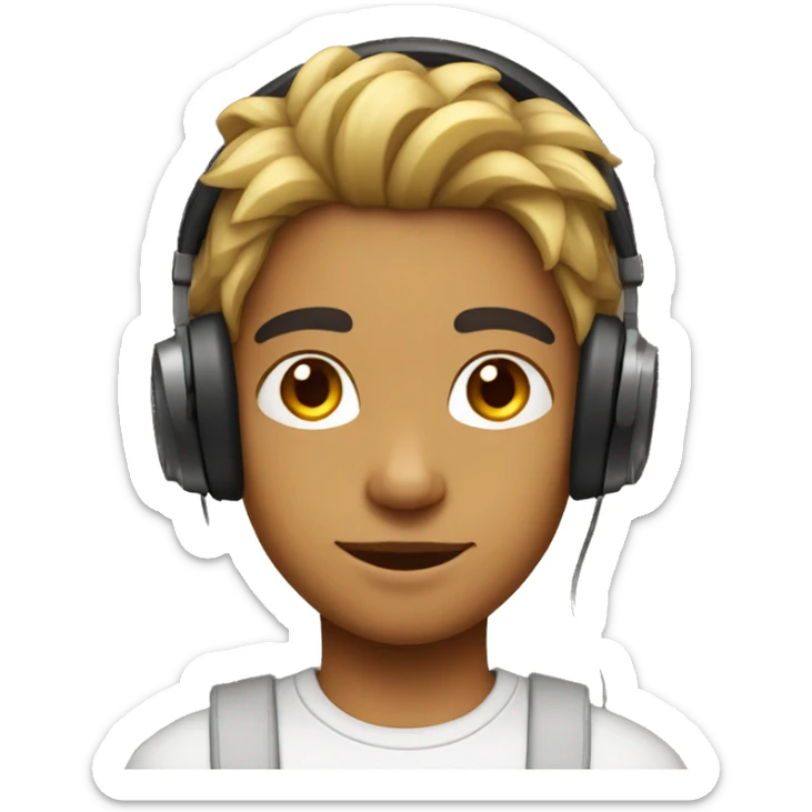 indian fair boy boy with mullet hairstyle and headphones sticker