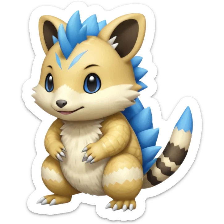 Sandshrew-Emolga-Pachirisu-Cacomistl-Fakemon-hybrid-creature (full body) sticker