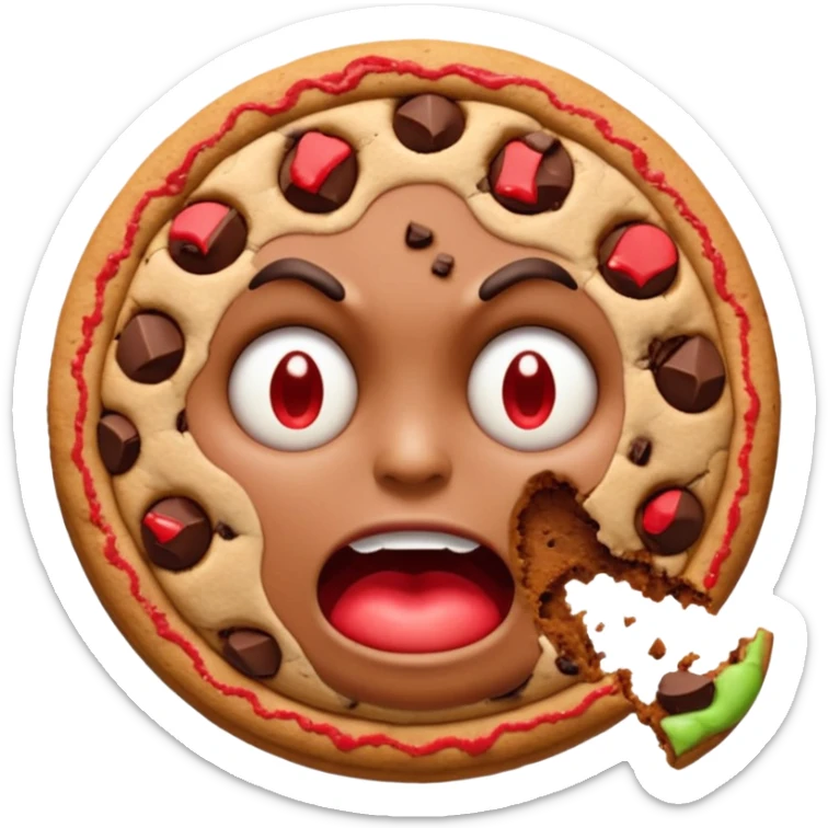 Angry emoji that’s eating a lot of cookies sticker