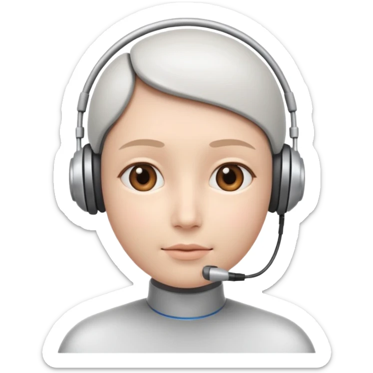 AI Call Agent human-like Cyber AI face, warm, calm and friendly.
Soft human AI face with a listening, welcoming expression, minimal facial lines, calm eyes. sticker