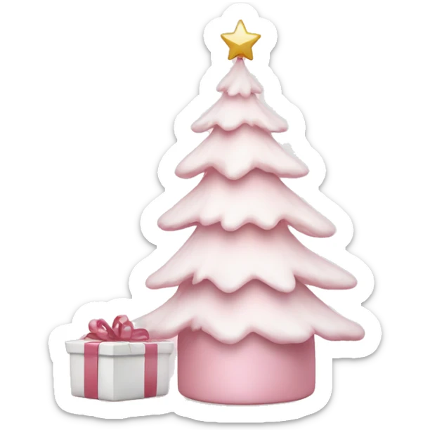 Light pink Christmas gifts under a white Christmas tree  sticker