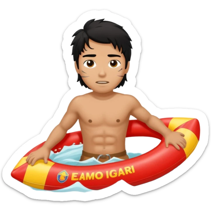 Lifeguard Native American Teenager with messy hair rescuing someone sticker