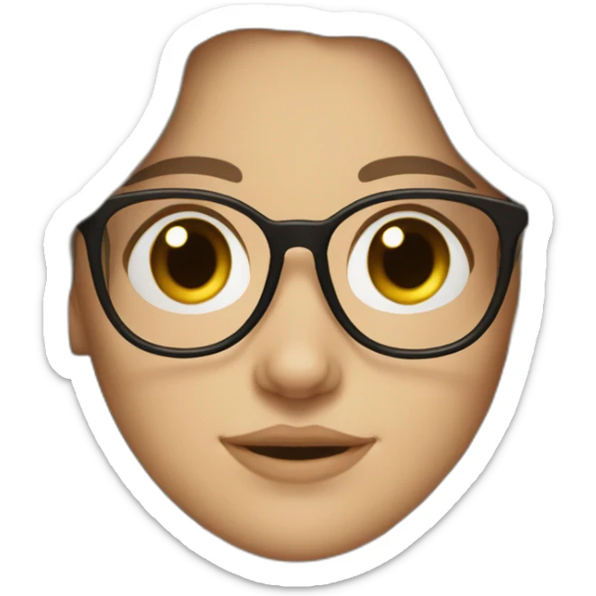 White Girl with wavy dark brown long hair, brown eyes and glasses sticker