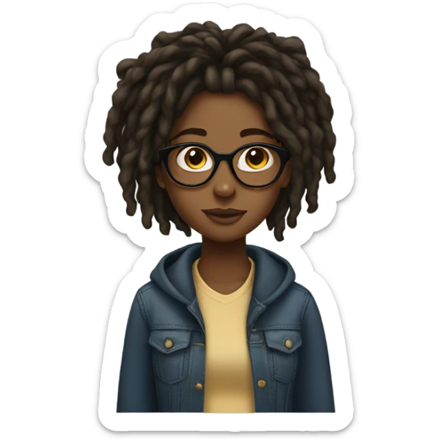 black girl teenager with locs and glasses sticker