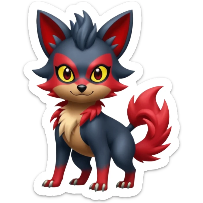 Shiny Cool Badass Zorua-Fakémon-hybrid-creature (full body)  sticker