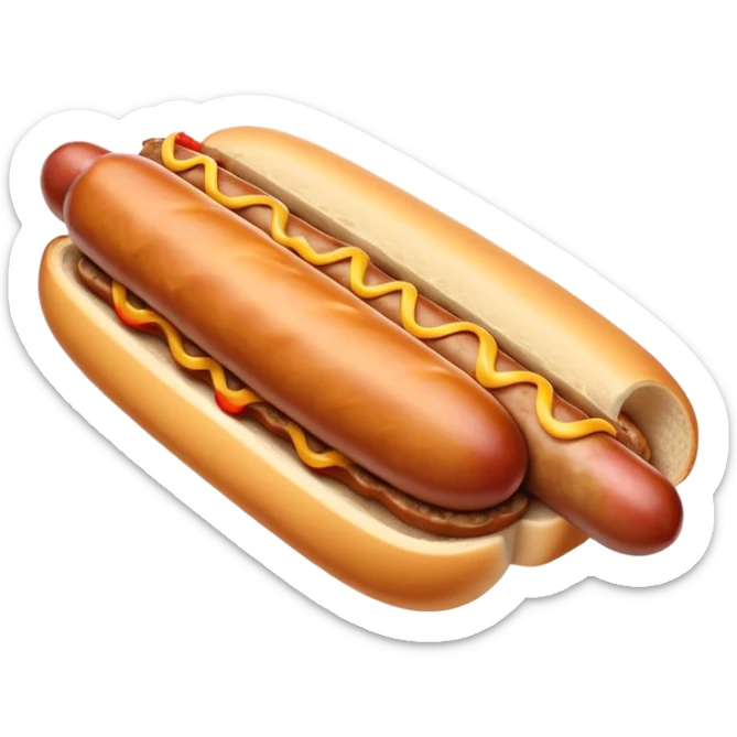 Sausage Sizzle Cinematic Realistic Sausage Sizzle Dish Emoji, depicted as a sizzling sausage tucked into a triangular slice of bread, rendered with rich textures and dynamic, warm lighting. sticker