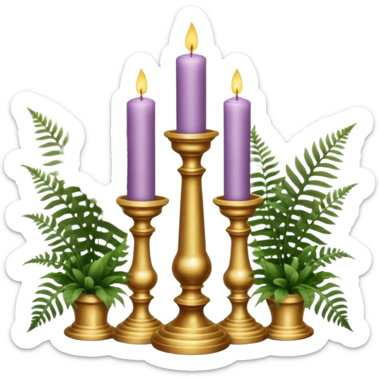 Aesthetic scenic beautiful gorgeous pretty elegant sparkly shiny scene of Candles, flowers, marble pedestals, lush vines, ferns, scenic aesthetic scenery sticker