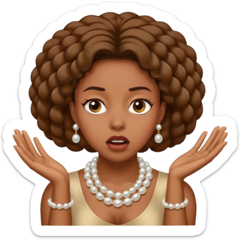 Black woman clutching pearls on neck with hands and looking shocked  sticker