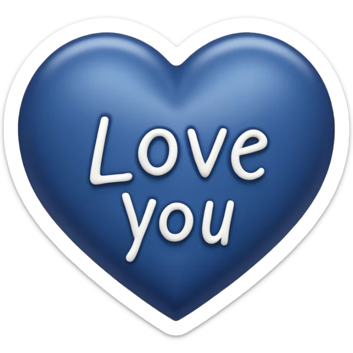 Dark Blue heart with the words Love You Ry in the middle  sticker