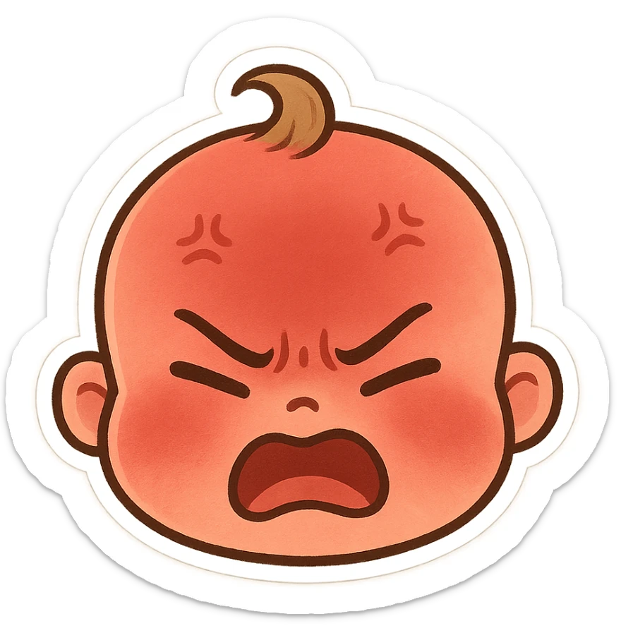 a baby red angry face  sticker