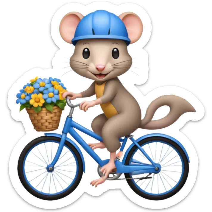 a-cheerful- rat-riding-a-blue-bicycle,-wearing-a-cute-helmet,-with-a-big-smile-and-a-basket-full-of-flowers-on-the-front.-bright,-cartoonish-style,-simple-and-fun. sticker