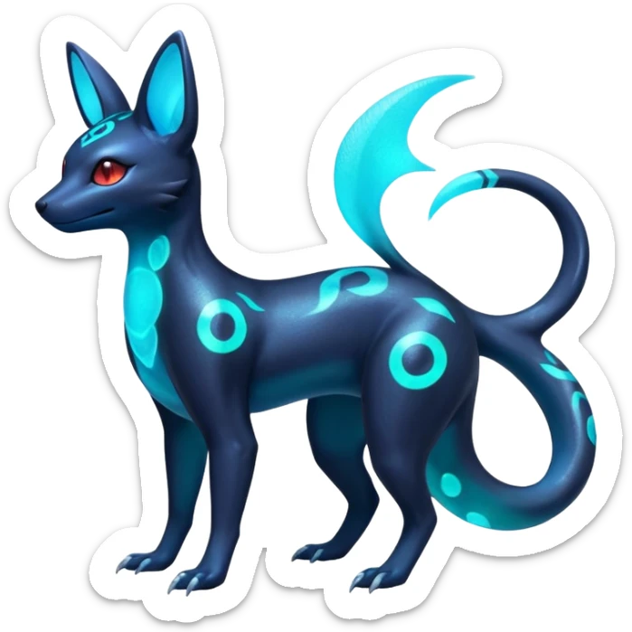 Shiny Aural Iridescent Fluorescent Bioluminescent Umbreon-Amaura-Salandit-Salamence-Fakémon-fusion (full body) sticker