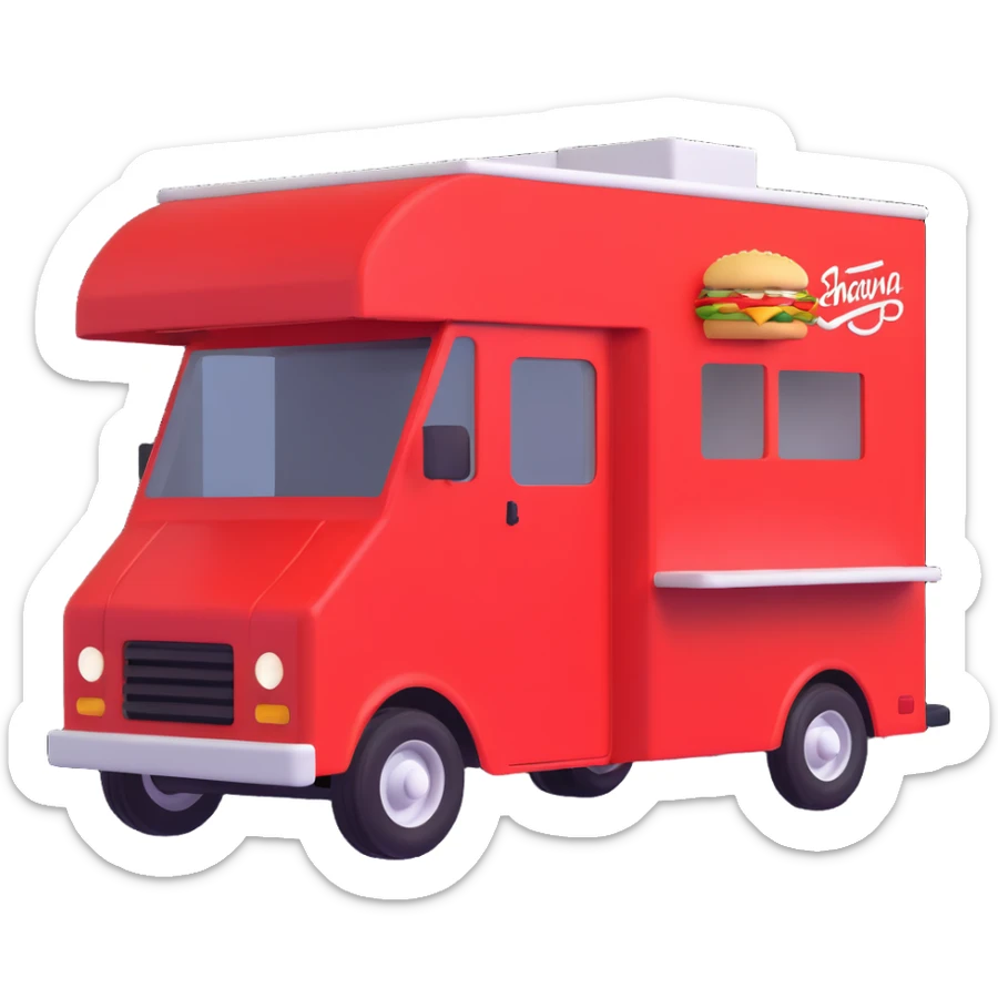 generate me a 3D red truck shawarma food truck sticker