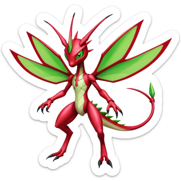  Cool Edgy Shiny Futuristic Ethereal Legendary Scizor-Digimon-Schyther-Flygon full body sticker