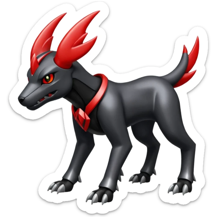 Shiny Metallic Alloy Onyx-Houndoom-Zekrom-Genesect-Pokémon-Fakémon-hybrid-creature sticker