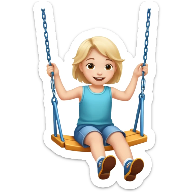 a child swinging on a playground swing, cheerful and playful sticker