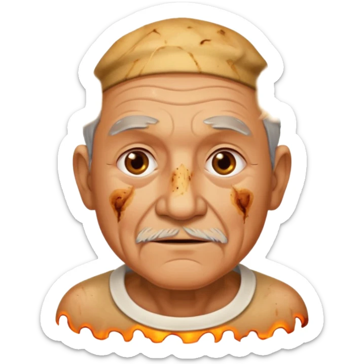 AN OLD MAN FULL OF BURNED MARKS BECAUSE OF COOKING OIL sticker