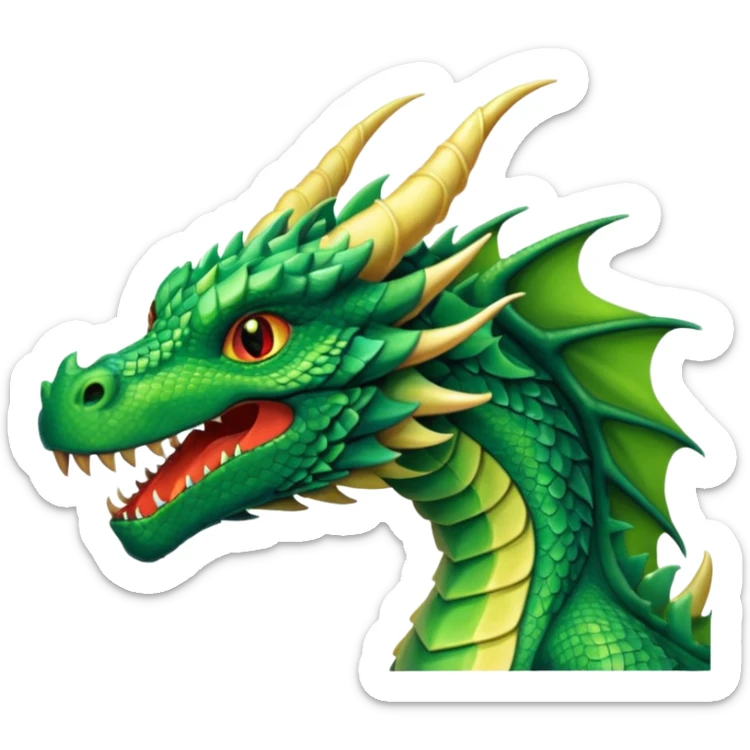 I need a character for an educational geography course in the style of a dragon that roars with fire green  sticker