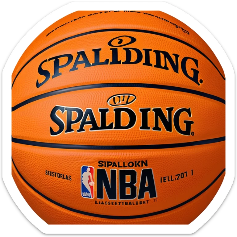 minimalist orange Spalding basketball with simple NBA logo, few colorful lines, clean design sticker