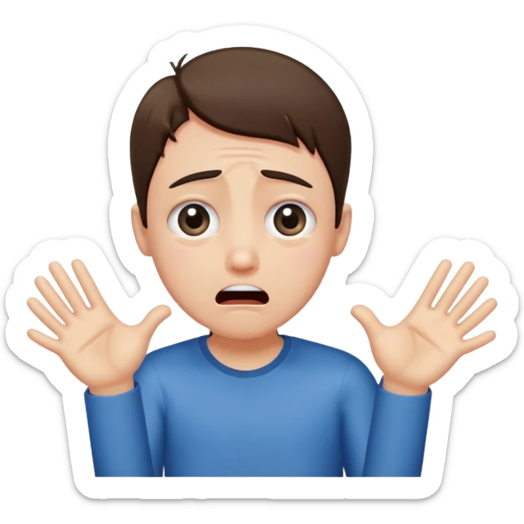 crying face with big teary eyes, open mouth in shock, arms reaching out for a hug sticker