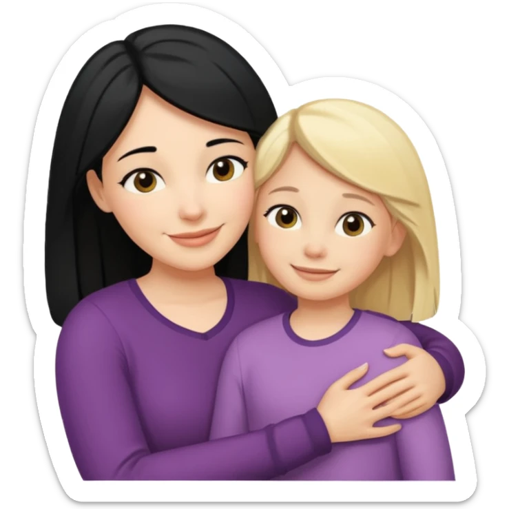 Love of black haired mother for blonde daughter  sticker