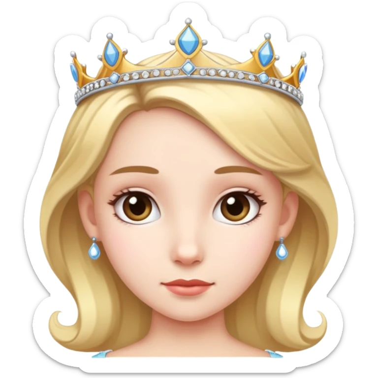 realistic portrait of girl with a small tiara  sticker