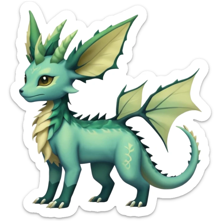 Gloomy dusky dull-colored ethereal elemental swampy Salandit-Leafeon-Vaporeon-hybrid-fusion (full body) sticker