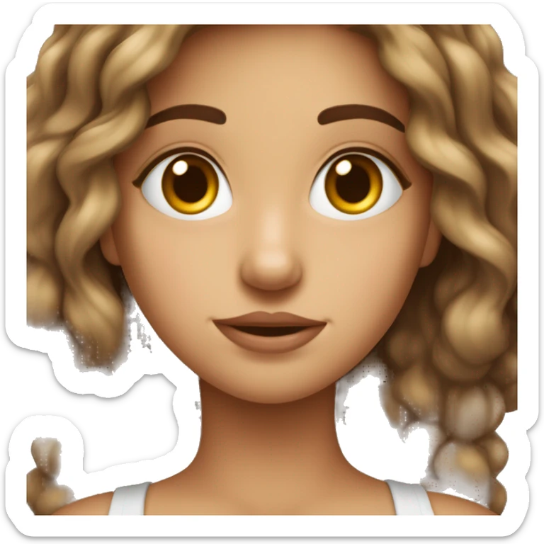 Une fille avec des cheveux brun ondule et des yeux brun  sticker