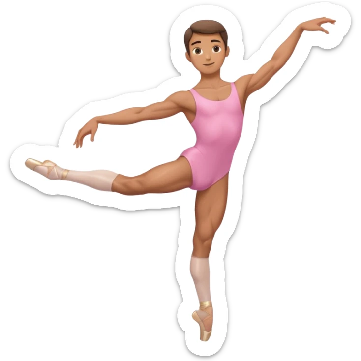 male ballerina with a pink outfit and big muscles sticker