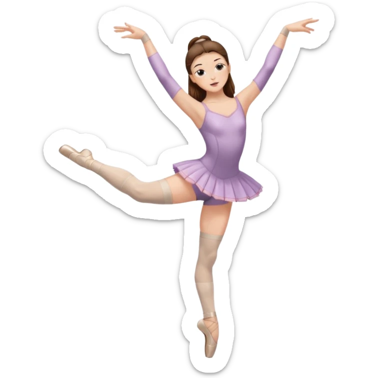 Ballet dancer in just over the knee socks, leotard and long brown hair sticker