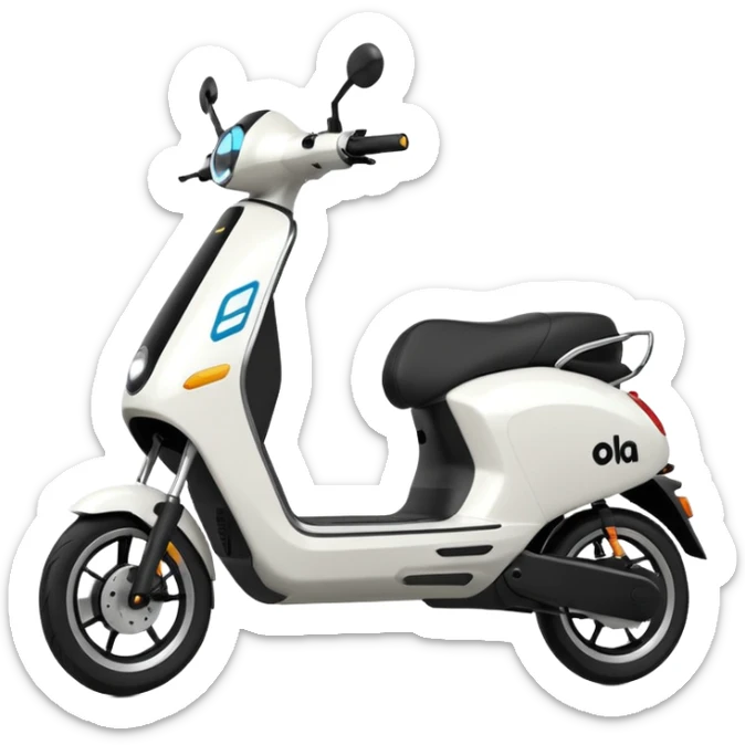 Make a emoji of a electric scooter white and black colour named ola sticker