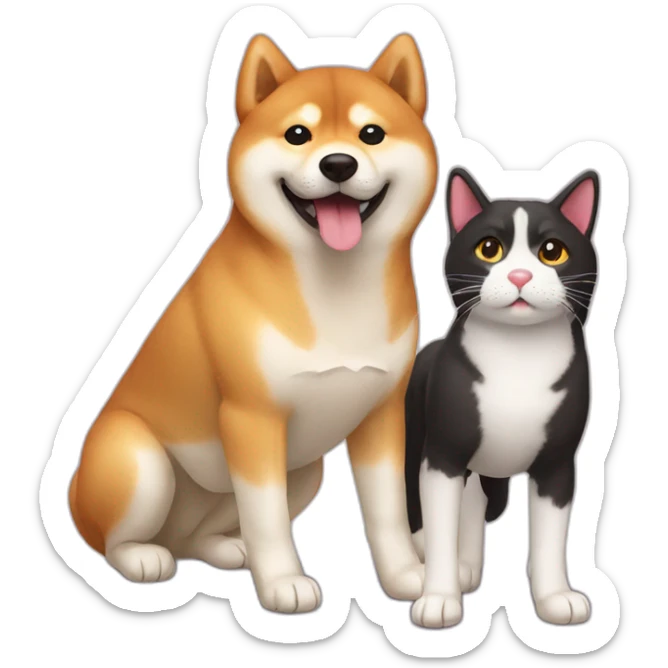 shiba inu and cat are best friends sticker