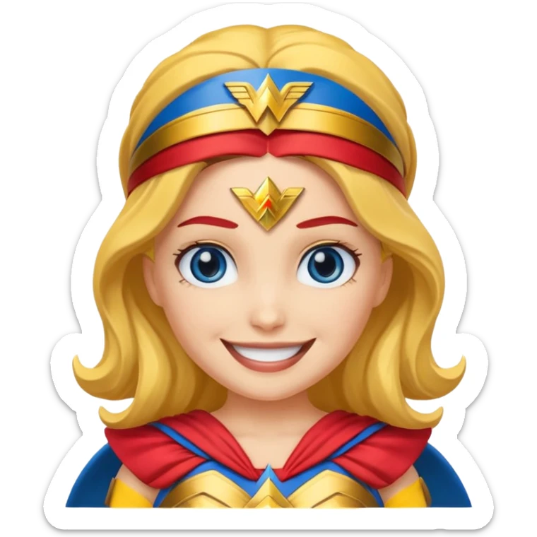 create a yellow emoji of wonder woman. style windows emoji sticker