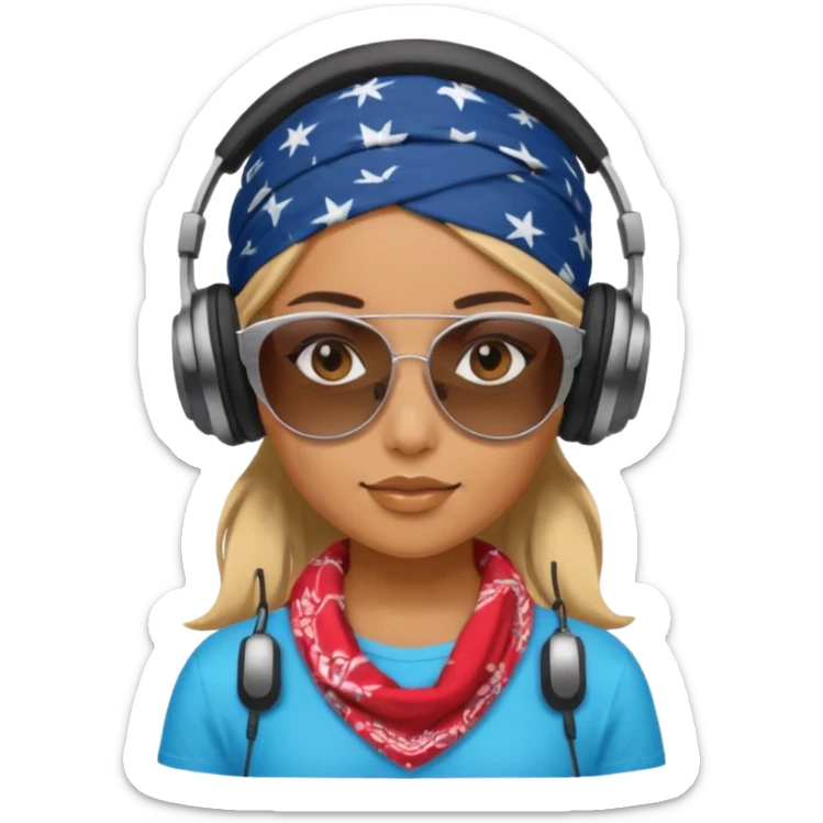 girl with shades, headphones and bandana sticker