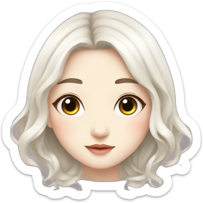 korean girl,with two moles next to each other-,siren eyes,-white gir sticker