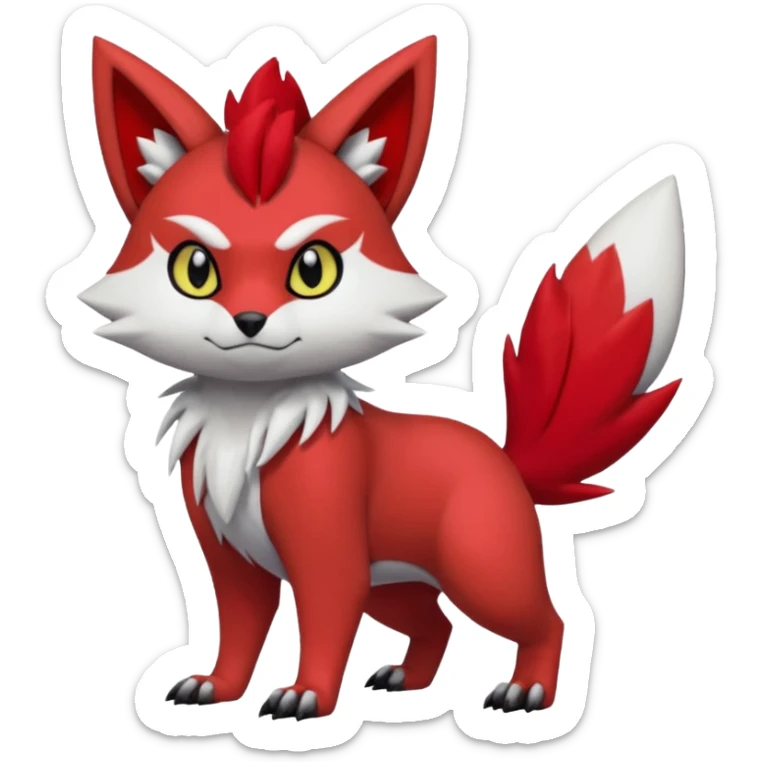 Scarley scarlet Zangoose-Litten-Zorua-chipmunk-Werewolf-Fakemon-Pokémon-creature (full body) sticker