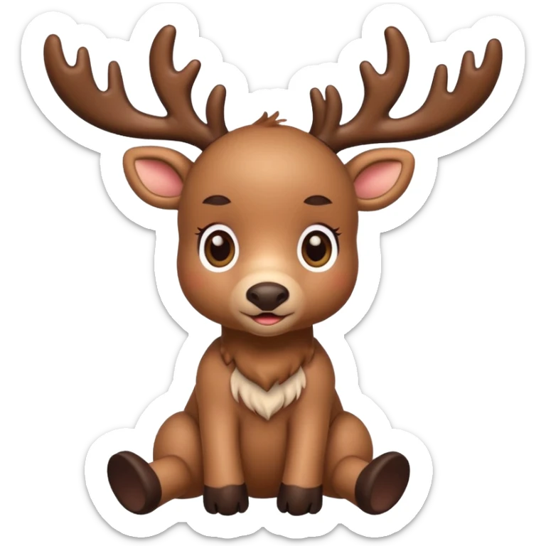 reindeer baby  cute, full body , toys stuck in head sticker