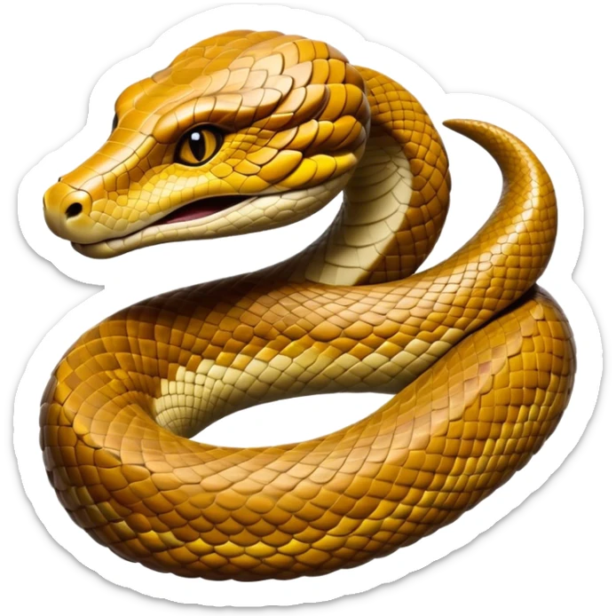 Cinematic Noble Anaconda Portrait Emoji, Poised and imposing, with a massive, sinuous build draped in intricately patterned scales and piercing, focused eyes, Simplified yet sharp and sophisticated features, highly detailed, glowing with a soft, earthy glow, high shine, intelligent and formidable, stylized with an air of primal elegance, focused and mysterious, soft glowing outline, capturing the essence of a watchful jungle guardian that feels as though it could coil out of the screen with effortless authority! sticker