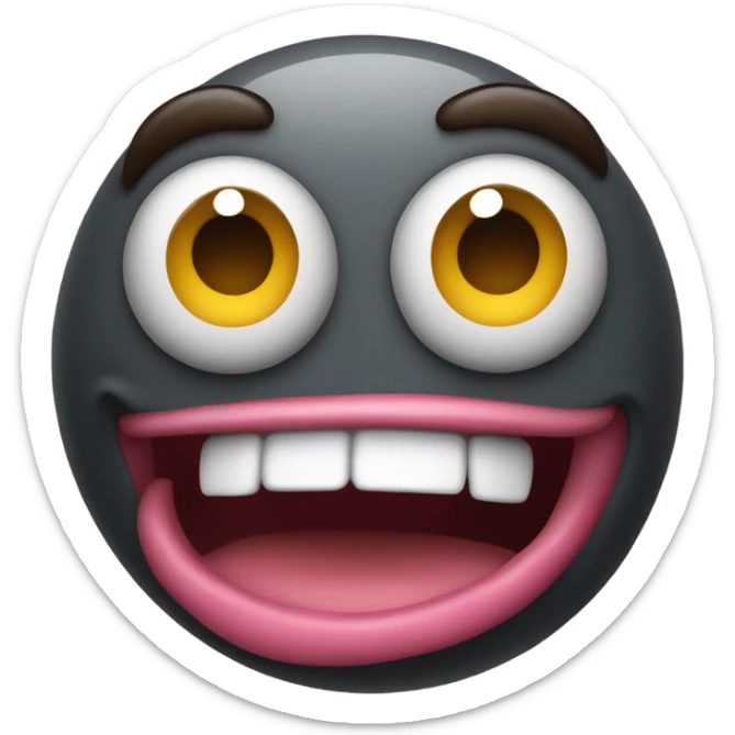 Freaky emoji rubbing hands together with tongue out on the side sticker