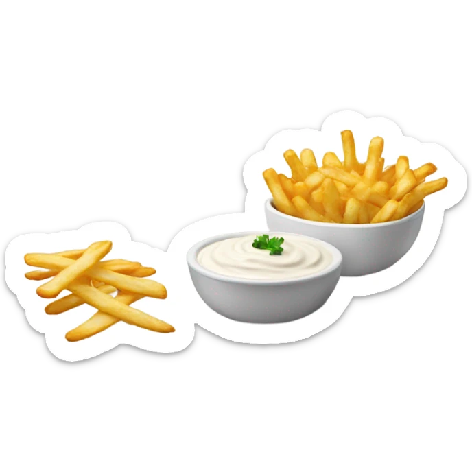 ranch dip with fries, in the style of IOS emoji sticker