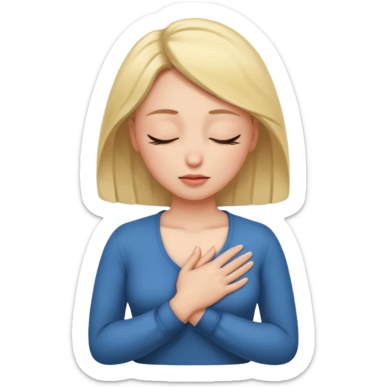 una mano en pecho ojos cerrados femenino sticker
