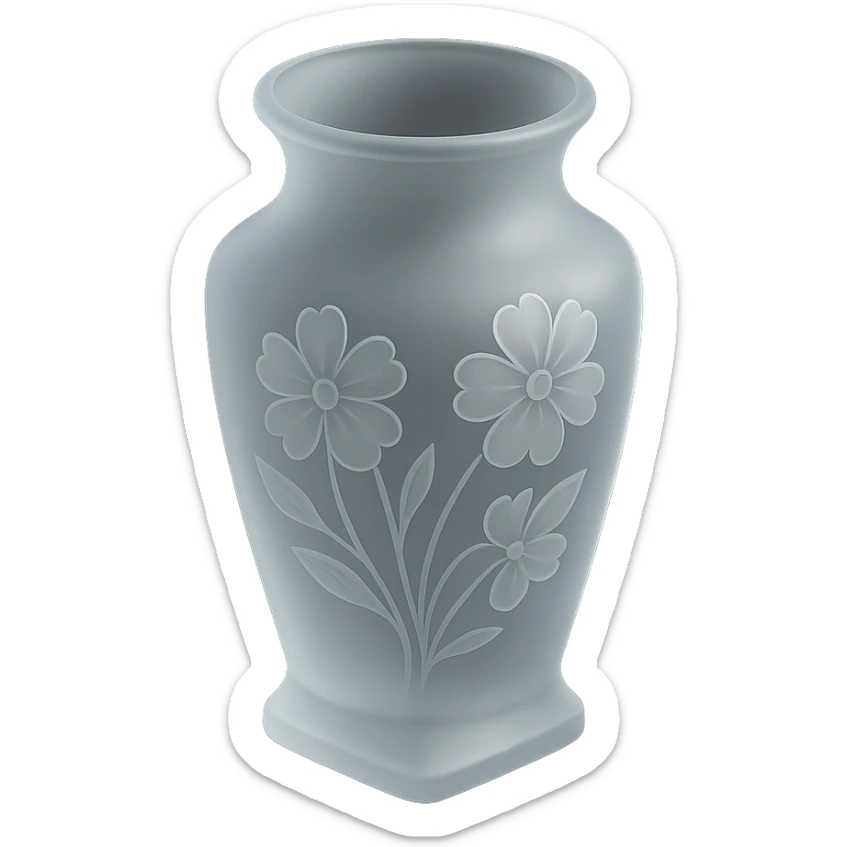 vase with floral patterns, frosted glass look, elegant and modern, matte glass style sticker
