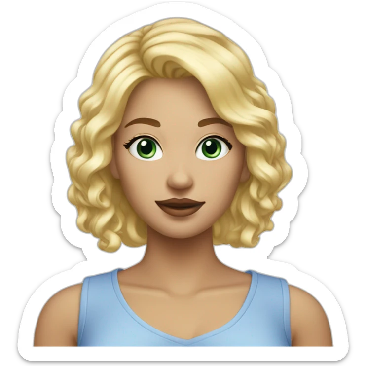 femme blonde cheveux court yeux bleus sticker