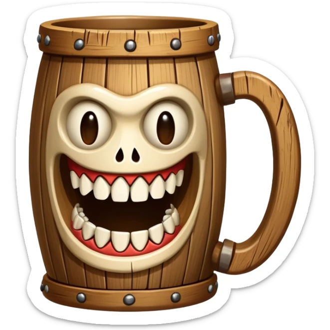 tavern mug with mimic teeth with the theme of the tipsy mimic tavern sticker