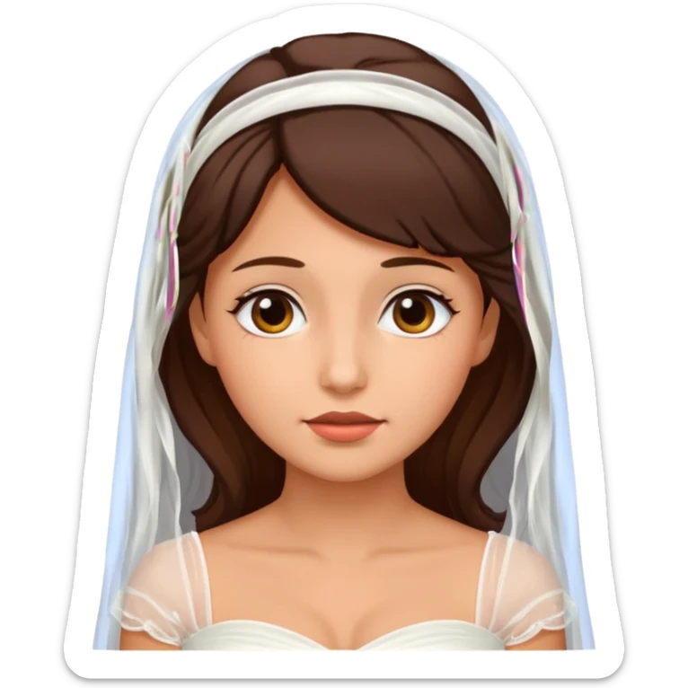 White tanned skin bride with dark hazel hair with a chin on her face sticker
