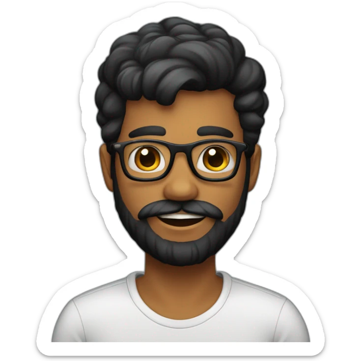 Genera un emoji de un hombre estilo hipster, con cabello negro, barba completa pero corta, color de piel caucásica, sin gafas sticker